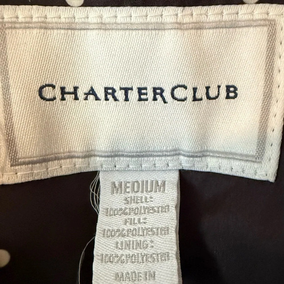 Charter Club Black & White Polka Dot Puffer Vest with Pockets in Size Medium - Picture 6 of 6